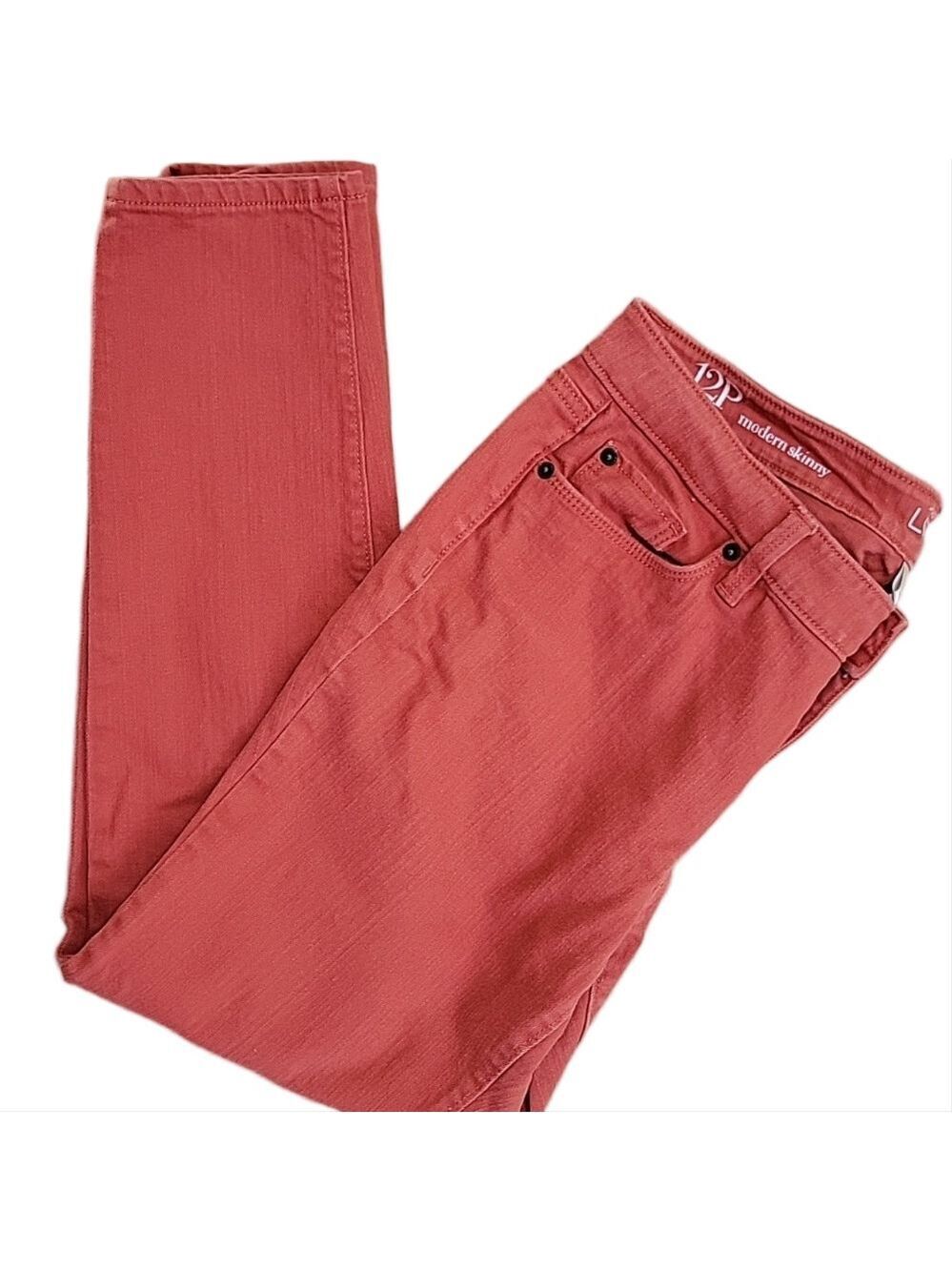 LOFT Coral Red Modern Skinny Jeans Size 12 Petite EUC